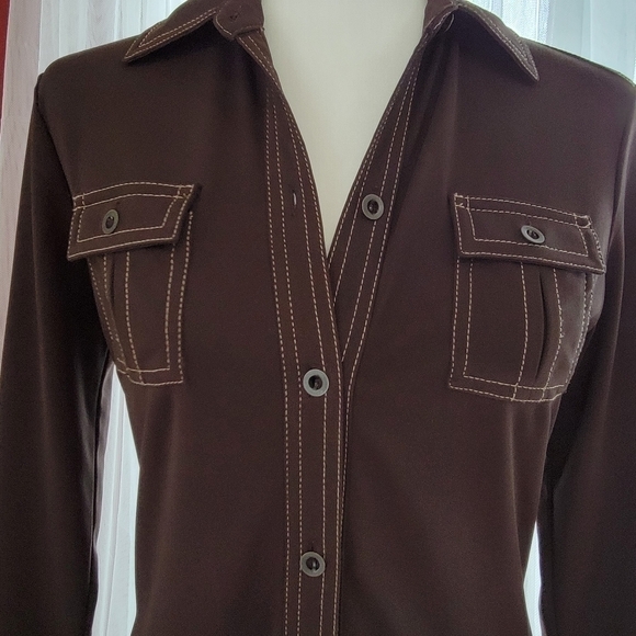 Euc Express Brown Polyester Coat Dress Size 5/6 - Picture 2 of 9